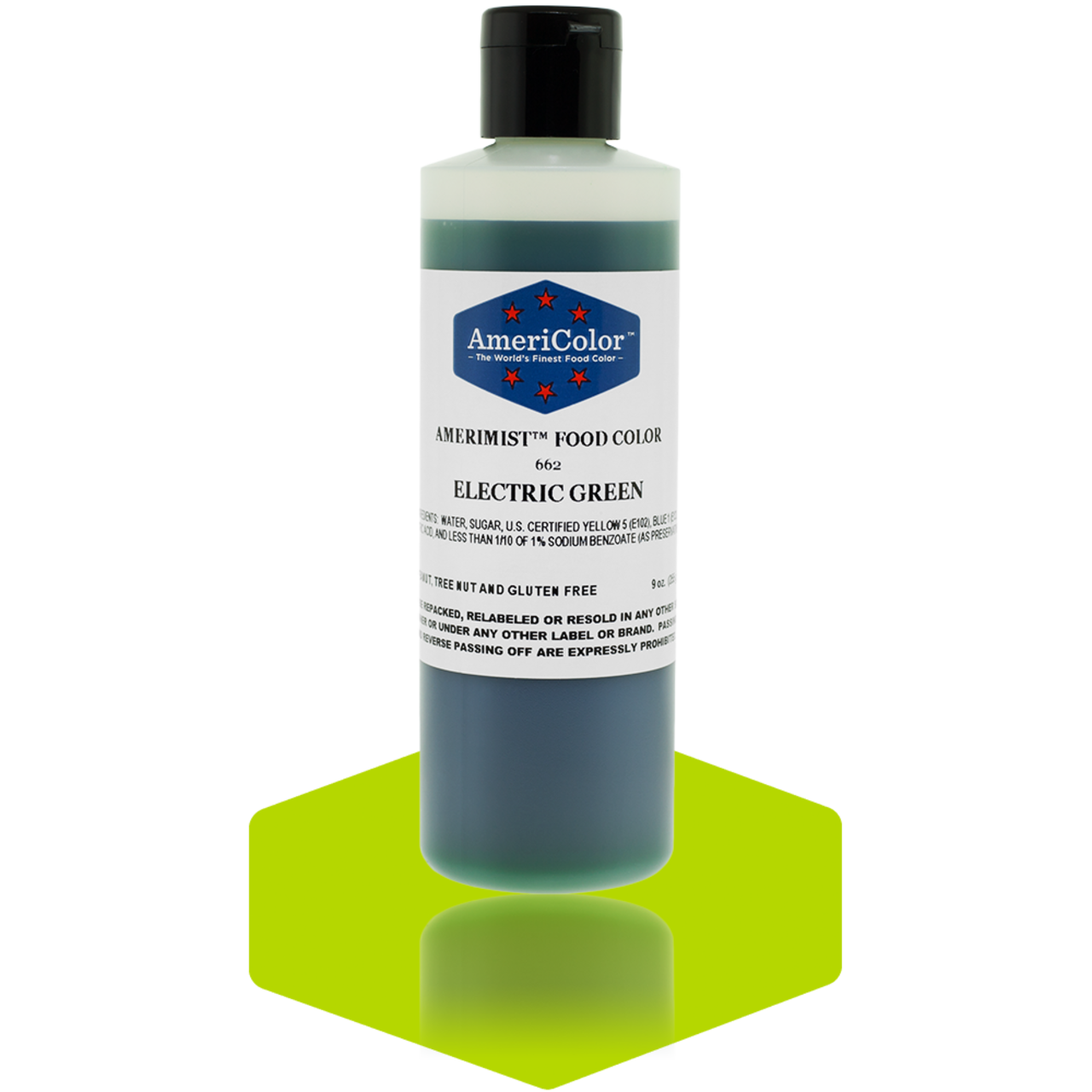 AmeriColor, Electric Green, 9 Ounce, AmeriMist Airbrush Food Coloring